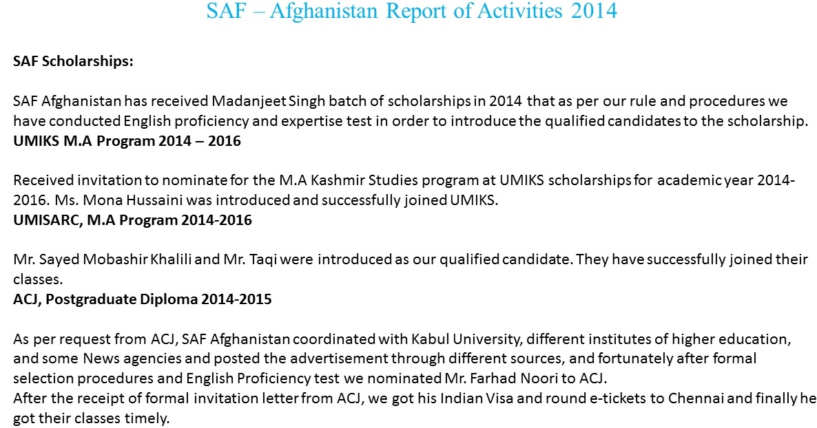 SAF- Afghansitan,  Updated by Sunil Binjola