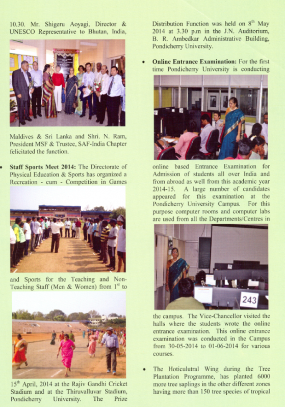 Extract of Pondicherry University Newsletter for UMSGET and UNISARC uploaded by Sunil Binjola