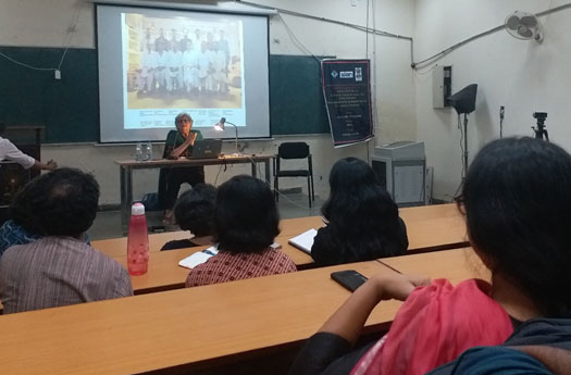 Salima Hashmi responding to a question-answer session at the end of her workshop at Ambedkar University, Delhi 