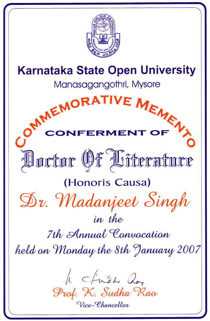 Degree of Doctor of Literature