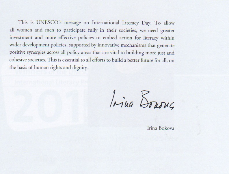 UNESCO's Message on International Literacy Day