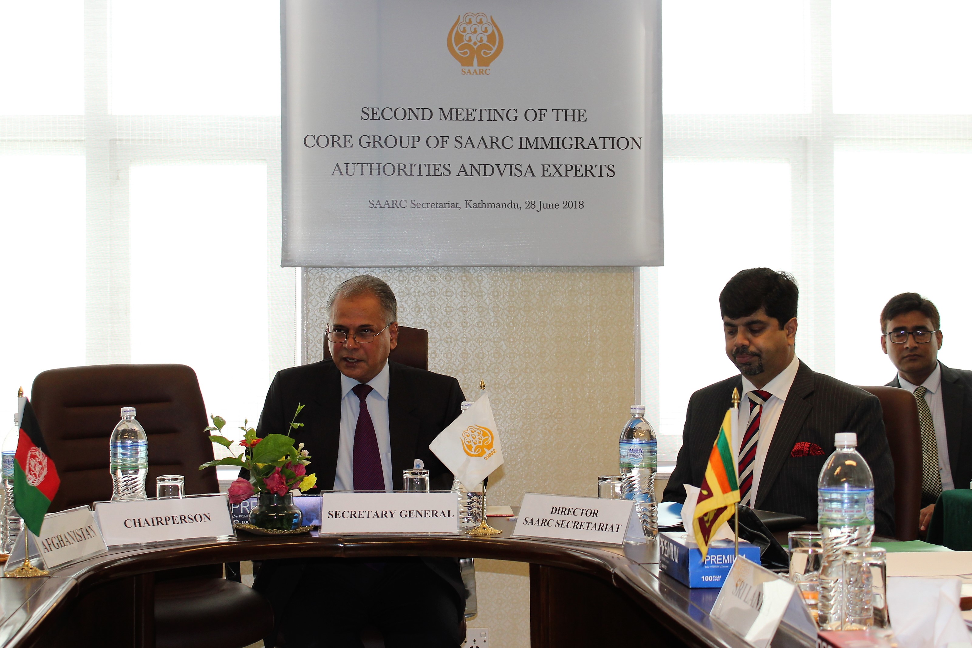 Addressing the meeting of the Core Group, H. E. Mr. Amjad Hussain B. Sial, Secretary General of SAARC
