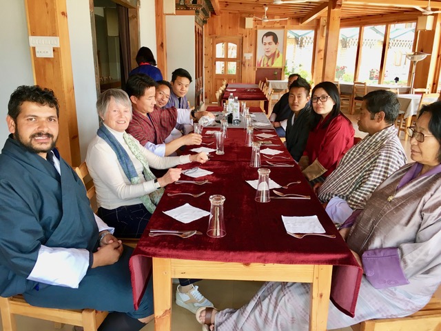 Mme France Marquet SAF Representative to UNESCO during lunch with SAF Bhutan Alumni, Officials of JTF & College of Natural Resources Royal University of Bhutan