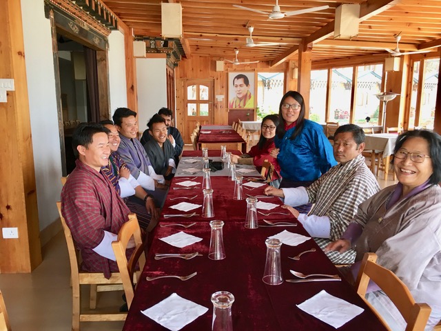 Mme France Marquet SAF Representative to UNESCO during lunch with SAF Bhutan Alumni, Officials of JTF & College of Natural Resources Royal University of Bhutan