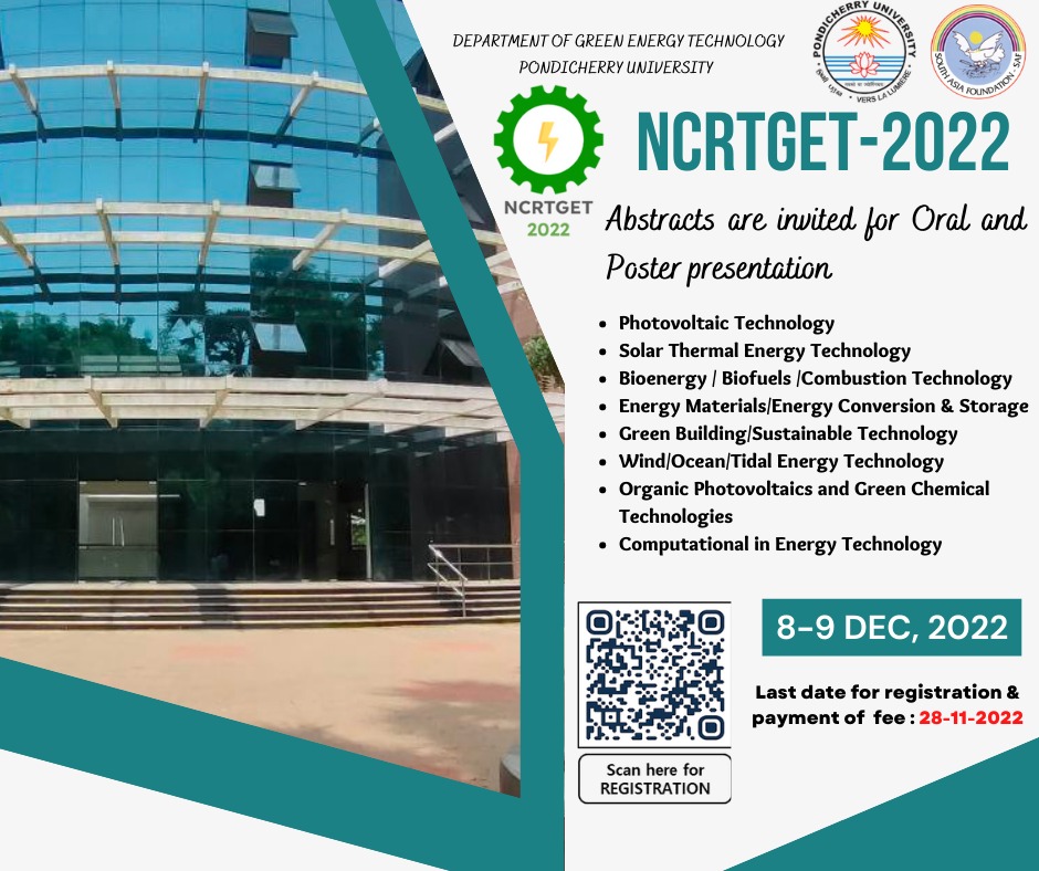 South Asia Foundation Sponsored National Conference on Recent Trends in Green Energy Technologies